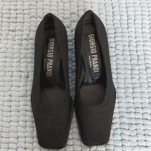 GIORGIO PRANDI | Vintage 90s Dark Gray Fabric Block Heels